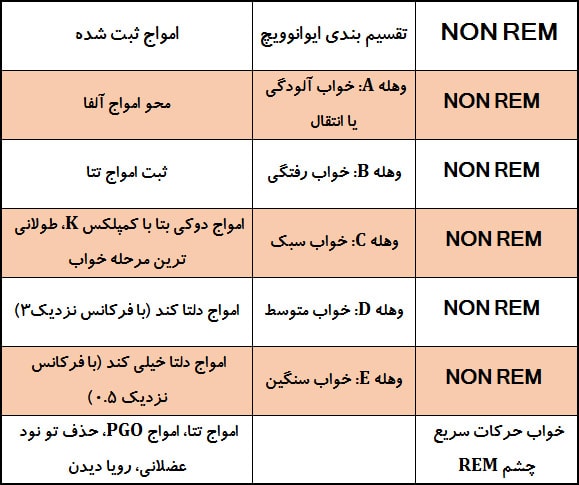مراحل خواب با تقسیم بندی ایوانوویچ